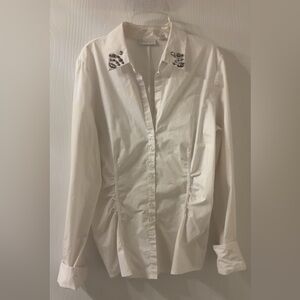 New York & Company White Tailored Dress Shirt